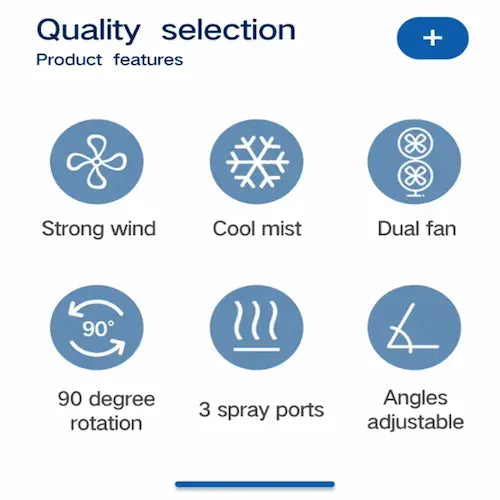 Double-Ended Spray Water Mist Fan β Dual Fan Cooling with 90Β° Rotation