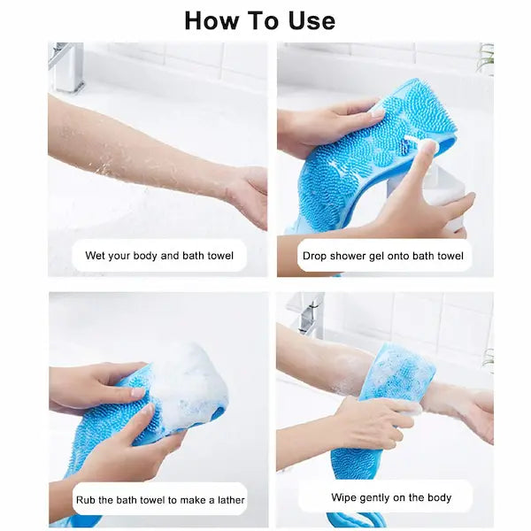 (Pack of 2) Silicone Back Scrubber Bath Belt