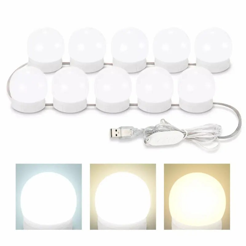 Hollywood LED Vanity Mirror Lights | 10 Dimmable Light Bulbs