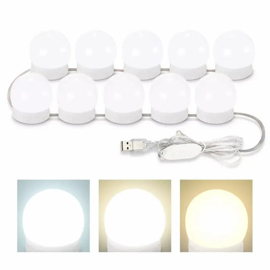 Hollywood LED Vanity Mirror Lights | 10 Dimmable Light Bulbs
