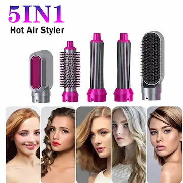 5 in 1 Electric Hair Dryer Brush – Straight, Curl, Volume & Style | Salon-Style Hair at Home