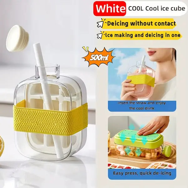 2 in 1 Ice Cube Bottle – 500ml Press & Freeze Hydration Cup