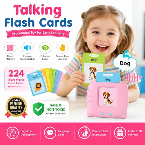 Talking Flash Cards for Kids – Interactive Educational Learning Toy with Sound