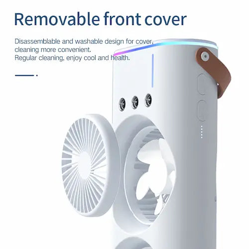 Double-Ended Spray Water Mist Fan – Dual Fan Cooling with 90° Rotation