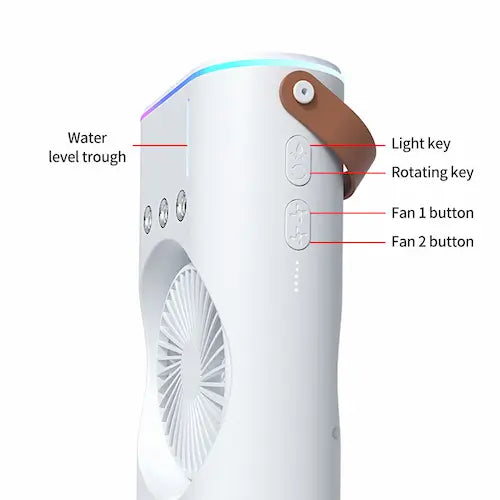 Double-Ended Spray Water Mist Fan – Dual Fan Cooling with 90° Rotation
